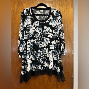 CATOS Womens Black and White Pullover Blouse Size Large